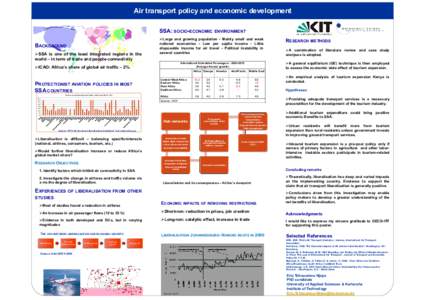 Air transport policy and economic development SSA: SOCIO-ECONOMIC BACKGROUND SSA is one of the least integrated regions in the world – in term of trade and people connectivity