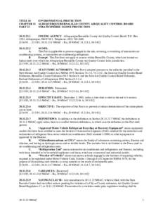 TITLE 20 CHAPTER 11 PART 23 ENVIRONMENTAL PROTECTION ALBUQUERQUE/BERNALILLO COUNTY AIR QUALITY CONTROL BOARD