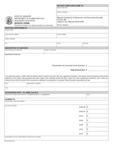 RETURN COMPLETED FORM TO NAME OF SECTION CONTACT PERSON STATE OF MISSOURI DEPARTMENT OF ELEMENTARY AND