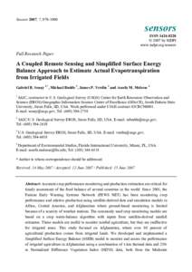 Atmospheric sciences / Remote sensing / Agronomy / Irrigation / Climatology / Evapotranspiration / Normalized Difference Vegetation Index / METRIC / SEBAL / Hydrology / Earth / Water