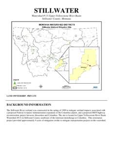 STILLWATER Watershed # 13-Upper Yellowstone River Basin Stillwater County, Montana LAND OWNERSHIP: PRIVATE