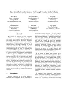 Operational Information Systems - An Example from the Airline Industry Van Oleson Delta Technology Georgia Tech [removed]