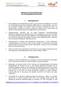 Management- Handbuch  Dok. - Nr.: VHW Verkaufsbedingungen 151222_1