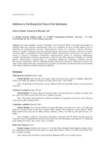 Tropical Bryology 25:7-17, 2004  Additions to the Bryophyte Flora of the Neotropics Alfons Schäfer-Verwimp & Michael Lüth A. Schäfer-Verwimp, Mittlere Letten 11, D[removed]Herdwangen-Schönach, Germany. - M. Lüth, Emme