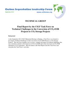 September[removed]TECHNICAL GROUP Final Report by the CSLF Task Force on Technical Challenges in the Conversion of CO2-EOR Projects to CO2 Storage Projects