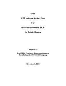 Draft PBT National Action Plan For Hexachlorobenzene (HCB) for Public Review