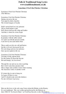 Folk & Traditional Song Lyrics - Sometimes I Feel Like Fletcher Christian