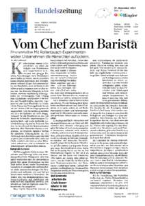 27. November 2014 Seite: 27 Autor: ANNIKA JANSSEN HandelsZeitung 8021 Zürich