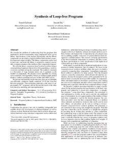 Synthesis of Loop-free Programs Sumit Gulwani Susmit Jha ∗  Ashish Tiwari †