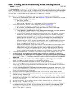 Deer, Wild Pig, and Rabbit Hunting Rules and Regulations Updated: [removed]Page 1 of 2