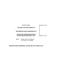 MANITOBA  Order No[removed]THE PUBLIC UTILITIES BOARD ACT