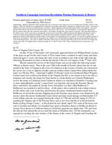 Southern Campaign American Revolution Pension Statements & Rosters Pension application of James Jones W5008 Transcribed by Will Graves Sarah Jones