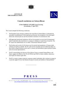 EN  COUNCIL OF THE EUROPEAN UNION  Council conclusions on Guinea-Bissau