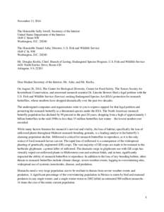 November 13, 2014  The Honorable Sally Jewell, Secretary of the Interior United States Department of the Interior 1849 C Street NW Washington, D.C