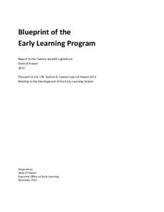 Blueprint of the  Early Learning Program