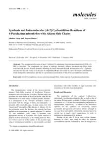 Molecules 1998, 3, 10 – 15  molecules ISSNSynthesis and Intramolecular [4+2] Cycloaddition Reactions of