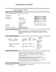 MATERIAL SAFETY DATA SHEET  Sodium Thiosulfate 0.1 Normal SECTION 1 . Product and Company Idenfication  Product Name and Synonym: