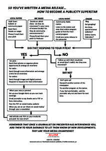 So You’ve written a media release... HOW TO BECOME A PUBLICITY SUPERSTAR LOCAL PAPERS Gold Coast Bulletin or community paper