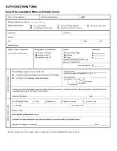 AUTHORIZATION FORM Name of the organization: Main Line Unitarian Church FOR OFFICE USE ONLY