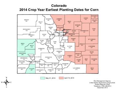 Colorado 2014 Crop Year Earliest Planting Dates for Corn MOFFAT 081  ROUTT