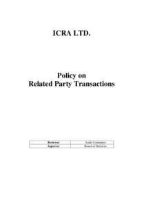 ICRA LTD.  Policy on Related Party Transactions  Reviewer