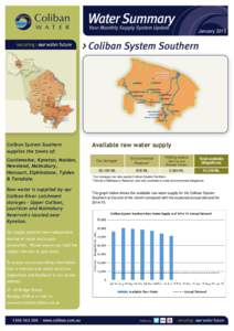 JanuaryColiban System Southern supplies the towns of: Castlemaine, Kyneton, Maldon, Newstead, Malmsbury,