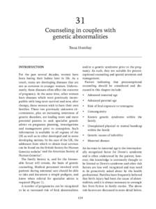 31 Counseling in couples with genetic abnormalities Tessa Homfray  INTRODUCTION