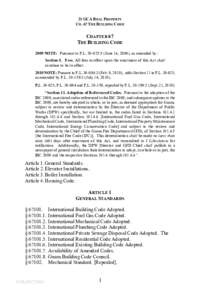 21 GCA REAL PROPERTY CH. 67 THE BUILDING CODE CHAPTER 67 THE BUILDING CODE 2009 NOTE: Pursuant to P.L[removed]:5 (June 16, 2009), as amended by :