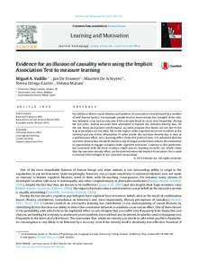 Learning and Motivation–311  Contents lists available at ScienceDirect Learning and Motivation journal homepage: www.elsevier.com/locate/l&m