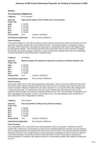 Summary of ARC Future Fellowships Proposals for Funding to Commence in[removed]Victoria The University of Melbourne FT0991187