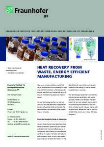 Heat Recovery From Waste, Energy Efficient Manufacturing, Fraunhofer IFF Magdeburg Project Information