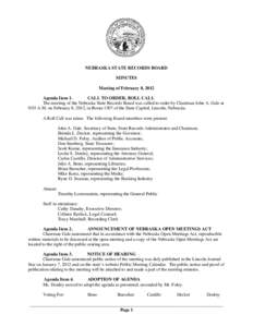 Agenda / Minutes / Nebraska / Don Stenberg / Government / Meetings / Parliamentary procedure / John A. Gale