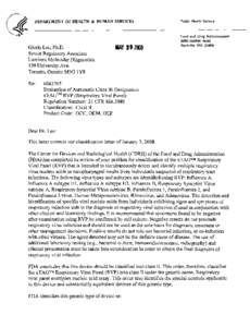 DEPARTMENT OF HEALTH &. HUMAN SERVICES  Gloria Lee, Ph.D. Senior Regulatory Associate Luminex Molecular Diagnostics 439 University Ave.