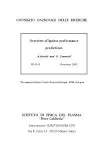 CONSIGLIO NAZIONALE DELLE RICERCHE  Overview of Ignitor performance