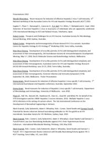 Presentations 2010 Mandvi Bharadwaj. Novel measures for induction of effective Hepatitis C Virus T-cell immunity. 6th National workshop of the Australian Centre for HIV and Hepatitis Virology Research (ACH2[removed]Sugden