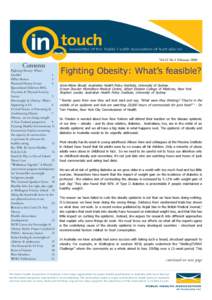 Vol 23 No 1 FebruaryContents Fighting Obesity: What’s feasible? 1