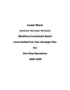 Lower Shore (Somerset, Worcester, Wicomico) Workforce Investment Board Local Unified Five Year Strategic Plan For