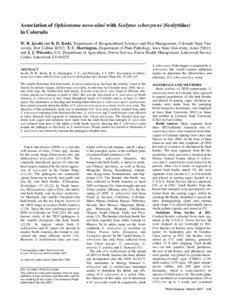 Association of Ophiostoma novo-ulmi with Scolytus schevyrewi (Scolytidae) in Colorado W. R. Jacobi and R. D. Koski, Department of Bioagricultural Sciences and Pest Management, Colorado State University, Fort Collins 80523; T. C. Harrington, Department of Plant Pathology, Iowa State University, Ames 50011;