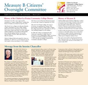 Measure B Citizens’ Oversight Committee Chabot-Las Positas Community College District 7600 Dublin Blvd., 3rd Floor