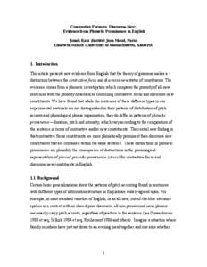 Contrastive Focus vs. Discourse-New: Evidence from Phonetic Prominence in English Jonah Katz (Institut Jean Nicod, Paris)
