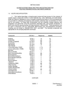 METHOD 5035A CLOSED-SYSTEM PURGE-AND-TRAP AND EXTRACTION FOR VOLATILE ORGANICS IN SOIL AND WASTE SAMPLES 1.0  SCOPE AND APPLICATION