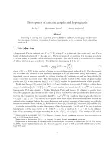 Discrepancy of random graphs and hypergraphs Jie Ma∗ Humberto Naves†  Benny Sudakov‡