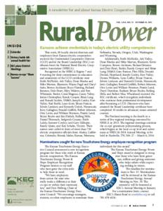 A newsletter for and about Kansas Electric Cooperatives  RuralPower VOL . L XIII, NO. 12  INSIDE