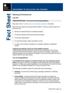 Fact Sheet  DEPARTMENT OF EDUCATION AND TRAINING Planning and Infrastructure July 2012