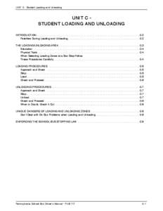 UNIT C - Student Loading and Unloading  UNIT C student Loading and Unloading INTRODUCTION. .  .  .  .  .  .  .  .  .  .  .  .  .  .  .  .  .  .  .  .  .  .  .  .  .  .  .  .  .  .  .  .  .  .  .  .  .  .  .  .  .  .  .  