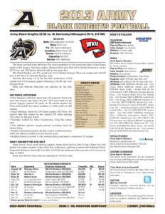 2013 Army  black knights Football Army Black Knights[removed]vs. W. Kentucky Hilltoppers (5-4, 2-3 SB)  ®