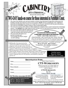 Microsoft Word - Cabinetry Registration Summer session August 22 and 23, 2014