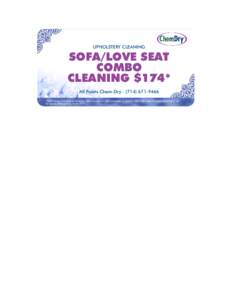 UPHOLSTERY CLEANING  SOFA/LOVE SEAT COMBO CLEANING $174* All Points Chem-Dry[removed]