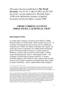 THOSE CURRENT ACCOUNT IMBALANCES: A SKEPTICAL VIEW