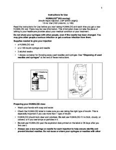 1 Instructions for Use HUMALOG® (HU-ma-log) (insulin lispro injection, USP [rDNA origin]) 10 mL Vial (100 Units/mL, U-100) Read the Instructions for Use before you start taking HUMALOG and each time you get a new